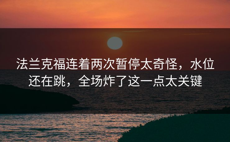 法兰克福连着两次暂停太奇怪，水位还在跳，全场炸了这一点太关键