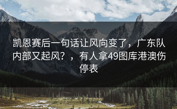凯恩赛后一句话让风向变了，广东队内部又起风？，有人拿49图库港澳伤停表